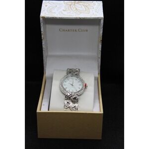 CHARTER CLUB WOMAN'S WATCH SILVER COLOR NEW WITH TAGS & BOX GREAT VALUE